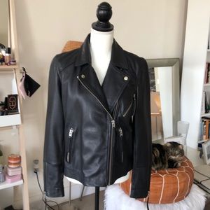 NWT TOPSHOP Black Leather Motorcycle Jacket